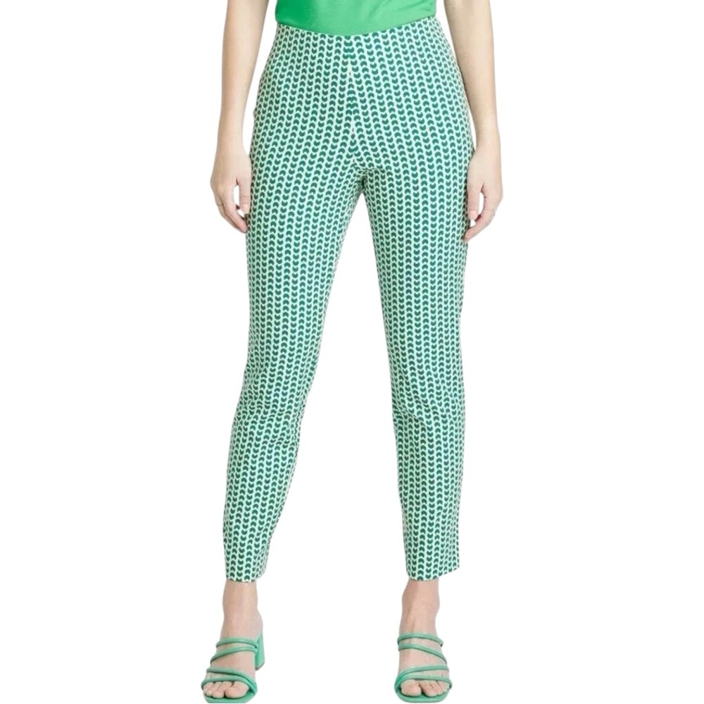 a‎ new day Green and White Skinny Pants with Geo Pattern